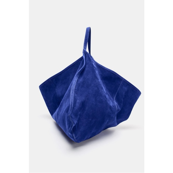 NWT Zara Suede Blue Tote Bag - Picture 3 of 5